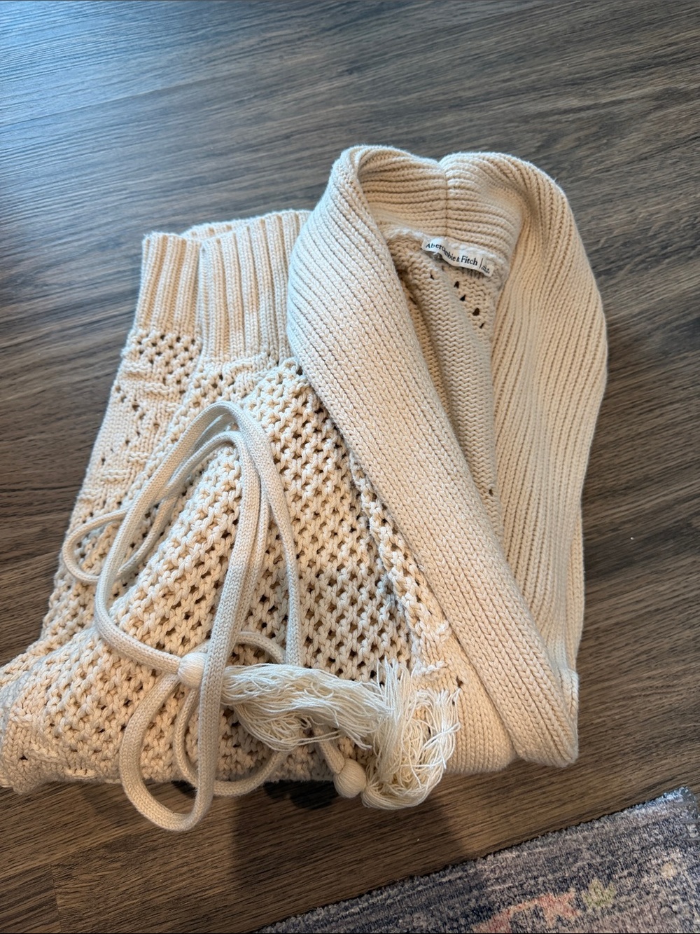 Abercrombie & Fitch Cream Cowl Neck Drawstring Sweater